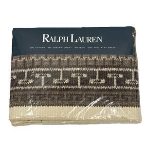 Ralph Lauren Vtg Full Flat Sheet Nazomi Cotton 200 Thread Count Geometrical
